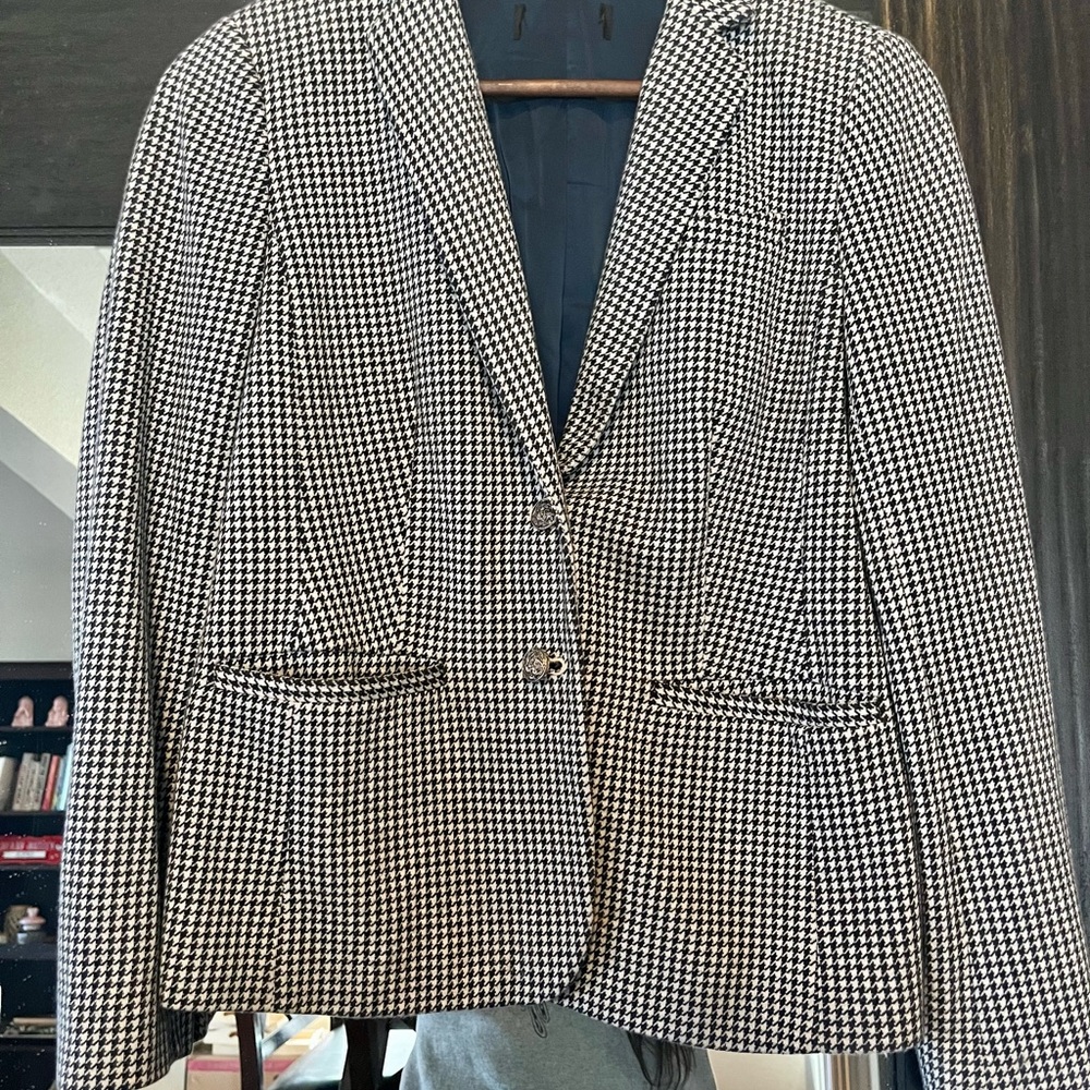 Talbots Aberdeen Blazer Houndstooth Pattern Navy … - image 3